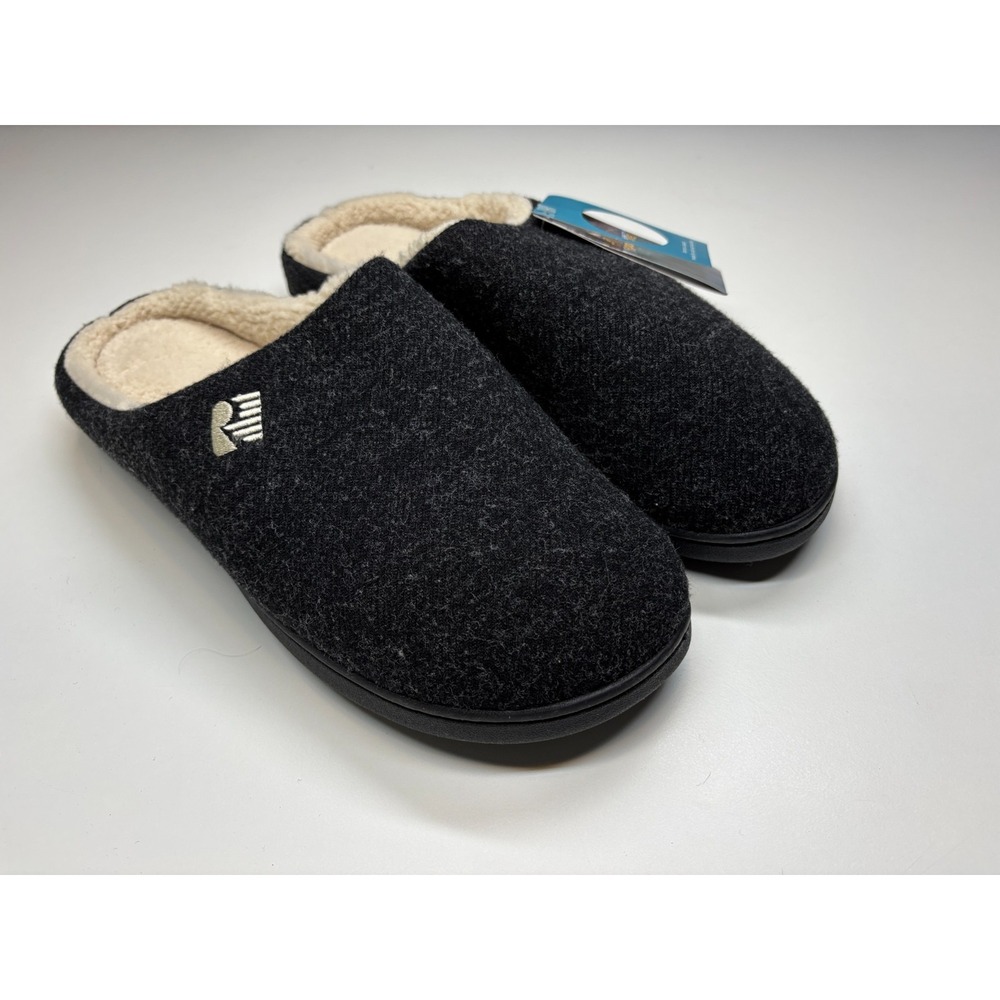 Rock Dove Slippers Mens L 11-12 Gray Slip On Sherpa Lined Memory Foam Clog New